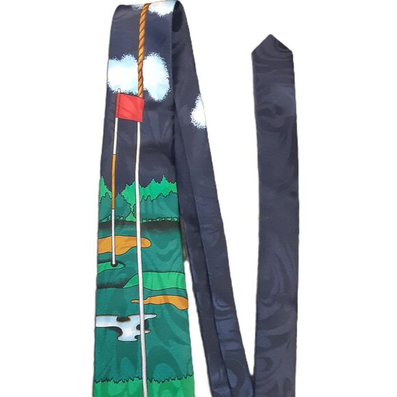Vintage Golf Tie Steven Harris Handmade in Korea 56 in Long Dad Gift Funny Tie - Picture 7 of 9